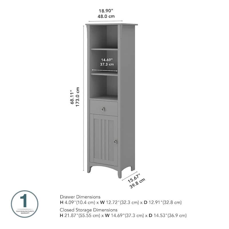 Salinas Tall Narrow Bookcase Storage Cabinet by Bush Furniture
