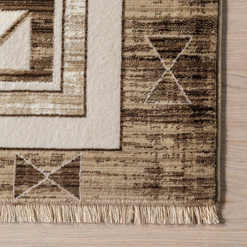 Agave Geometric Fringed Area Rug