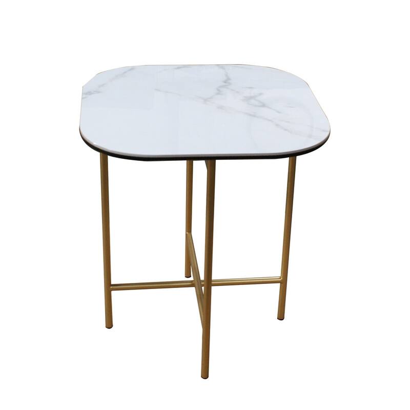 HomeRoots 22" White And Gold Ceramic And Metal Square End Table - 20' X '22' X '20