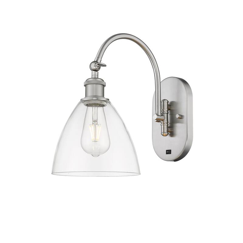 Innovations Lighting Ballston Bristol Glass - 1 Light 8" Sconce - Arm Swivels Side To Side - Clear/Brushed Satin Nickel