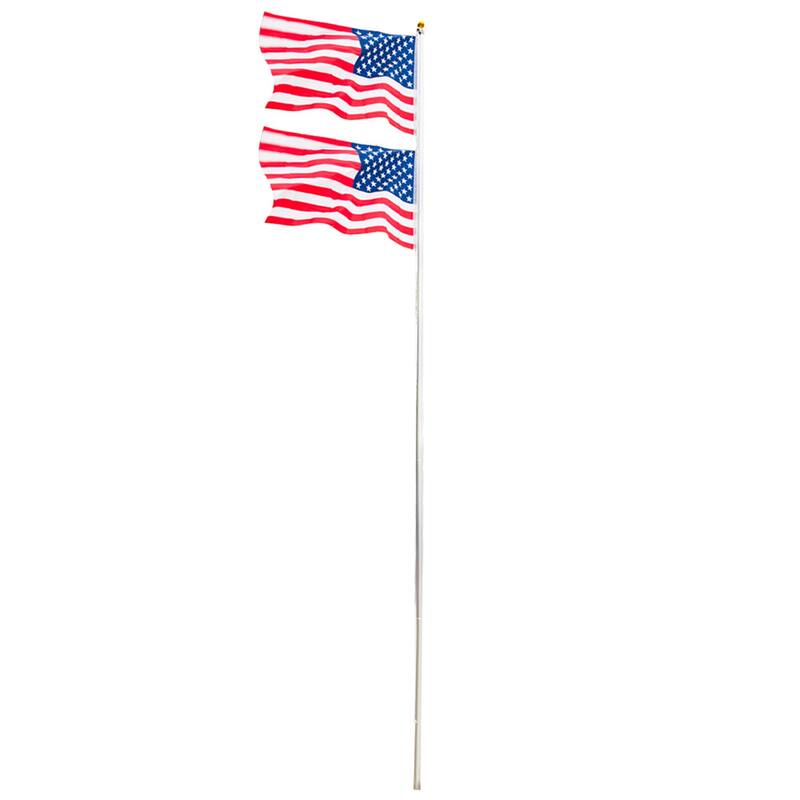 25ft Outdoor Sectional Halyard Pole US America Flag Flagpole Kit