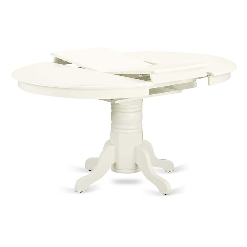 Round 36 Inch Solid Wood Dining Table with Antique Mahogany Finish and Pedestal Base for Small Dining Spaces
