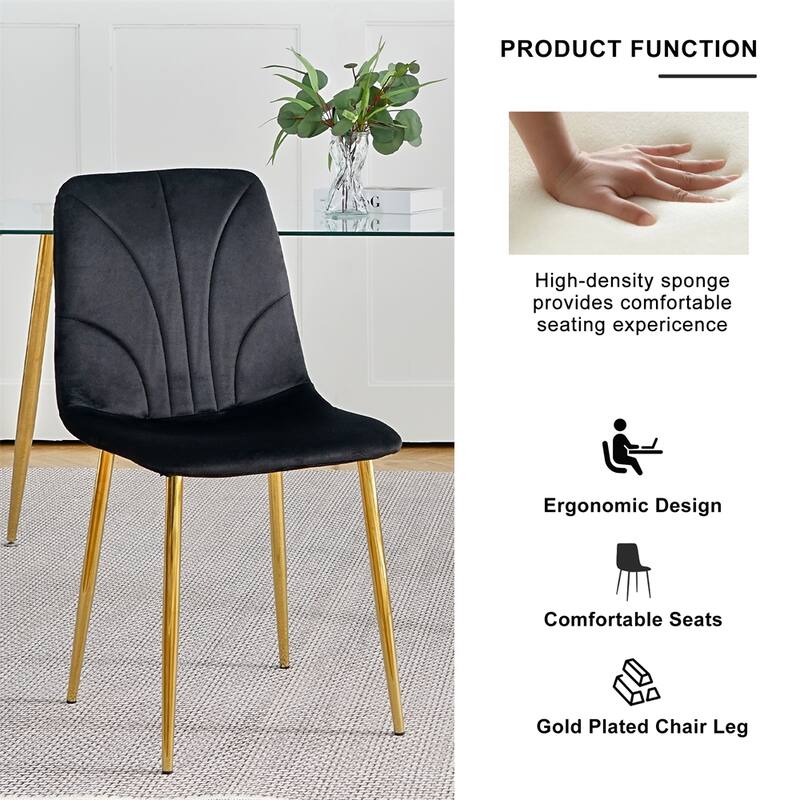 Modern Dining Chair with Gold Metal Legs (Set of 4)