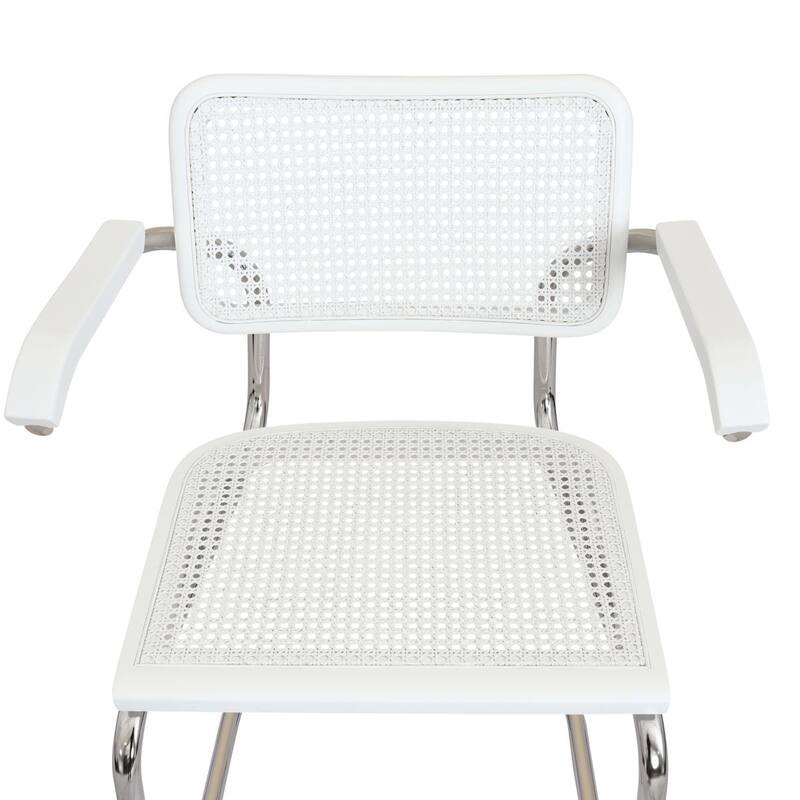 Breuer Chair Company Marcel Breuer Cesca Cane Cantilever Armchair Arm Chair w/ Chrome Steel Frame (Various Wood & Cane Colors)