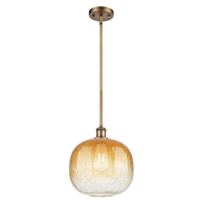 Innovations Lighting Endless Possibilities Ballston - Brookhaven Sphere - 1 Light 11" Stem Hung Mini Pendant - Brushed Brass/Amber
