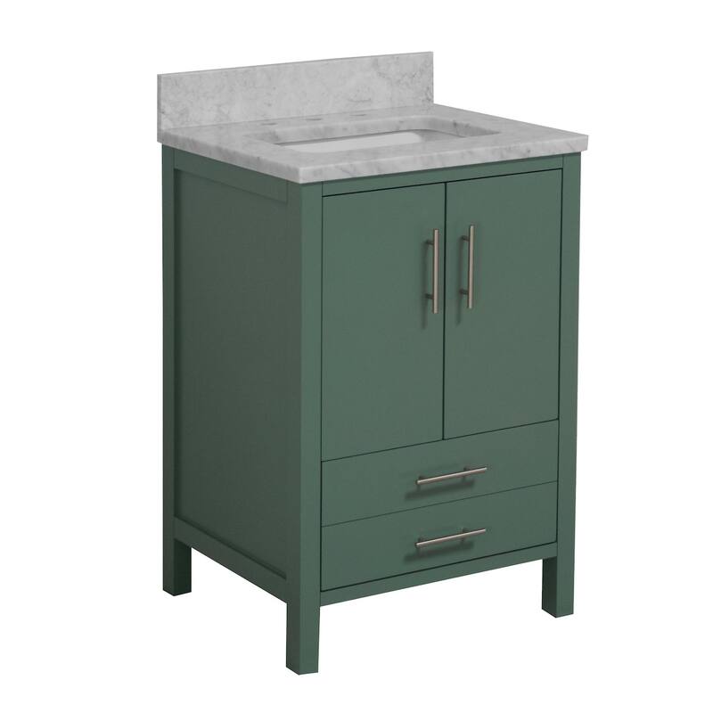 KitchenBathCollection California 24" Bathroom Vanity with Carrara Marble Top