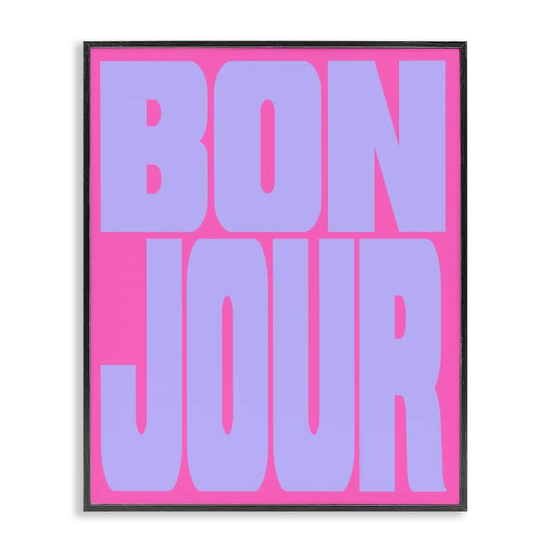 Stupell Bonjour Pink & Blue Framed Giclee Art Design By House of Lulu - 16 x 20 - Black