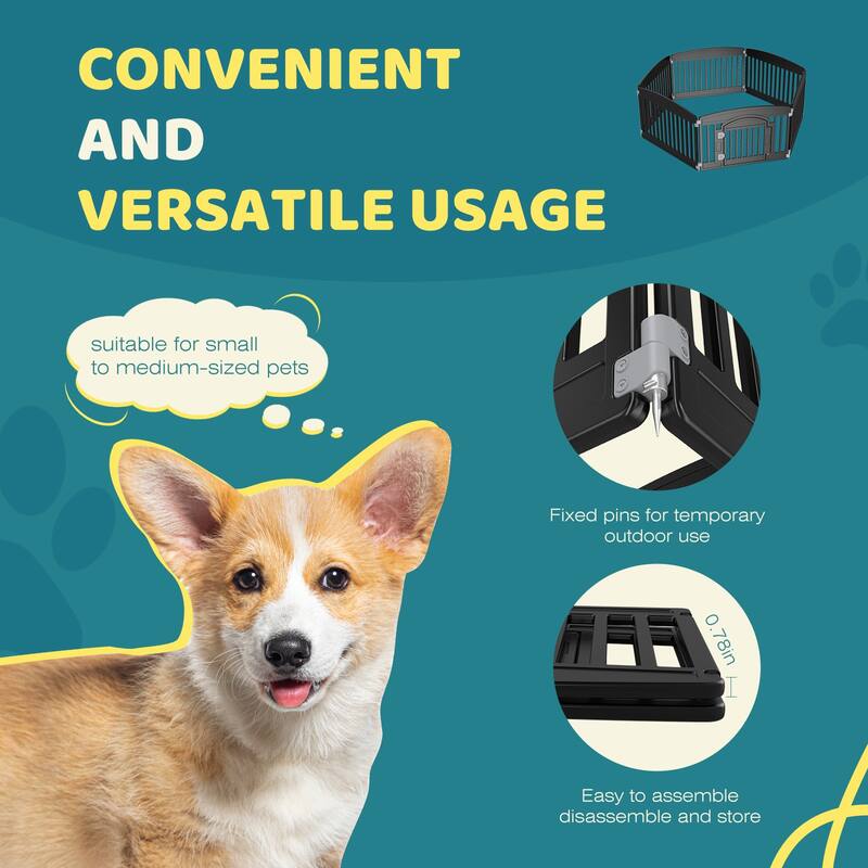 24-Inch Plastic Pet Playpen with Locking Door, Foldable Dog Fence for Indoor and Outdoor Use