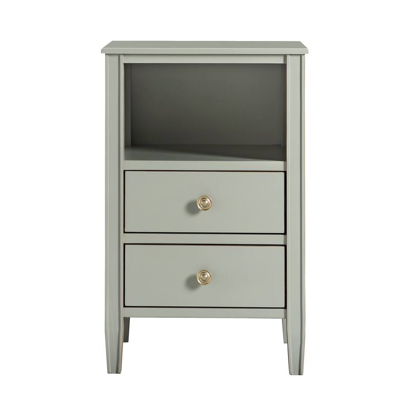 2- Drawer Nightstand with Open Shelf and Brushed Gold Hardware No Assembly