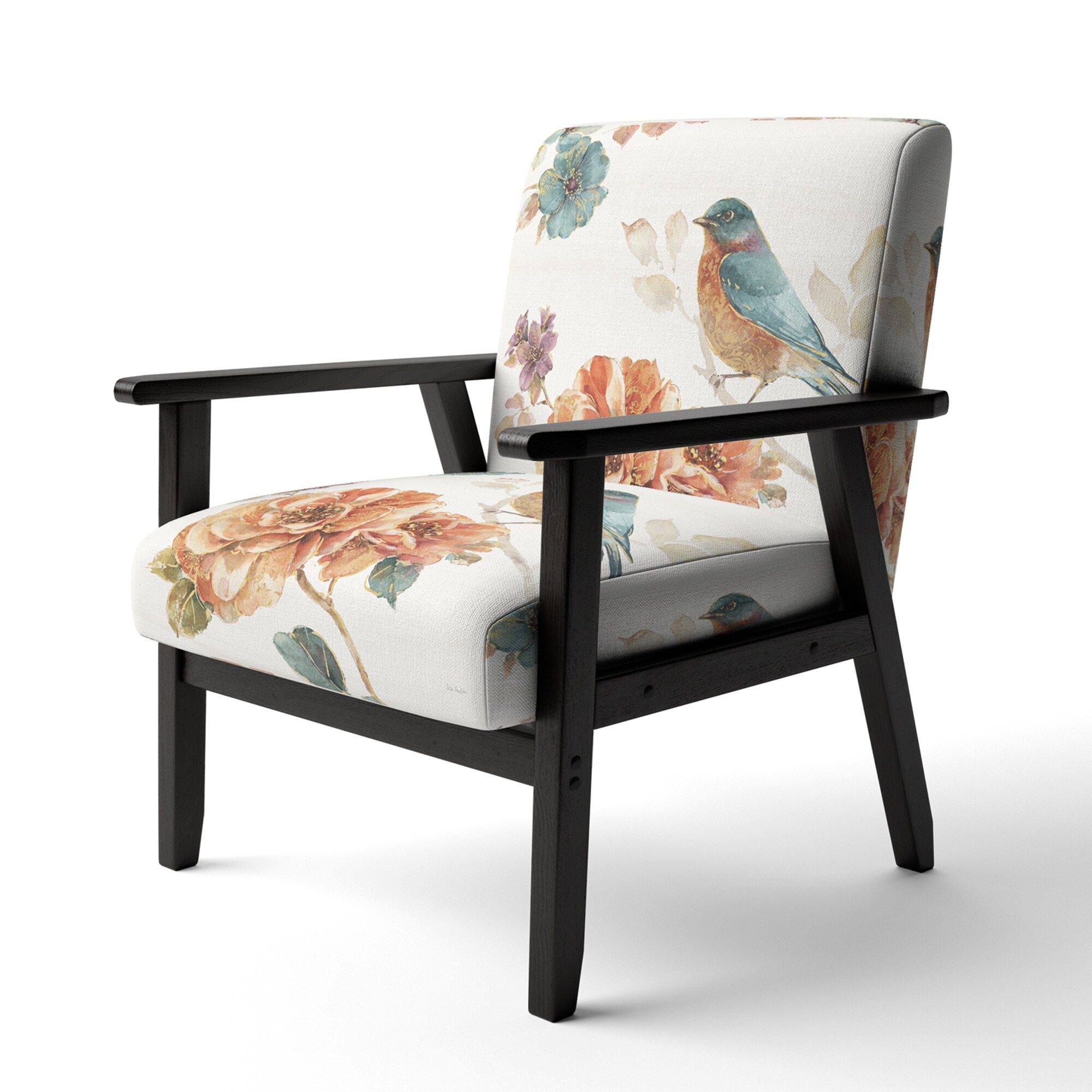 Designart "Cottage Bird On Orange Flower Twig" Upholstered - Picture 8 of 20