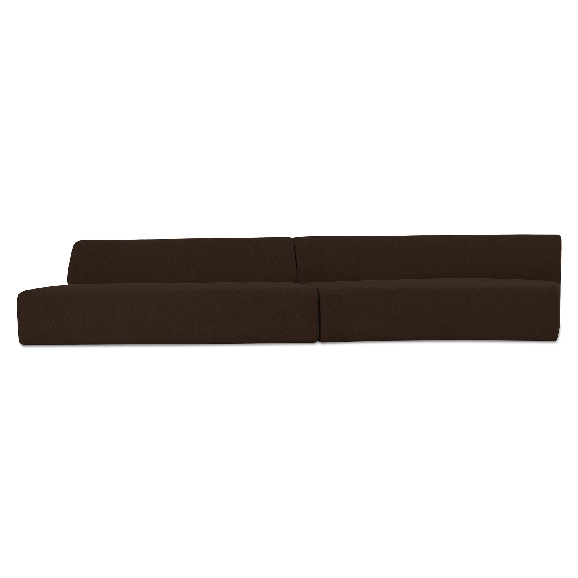 Vera Wave Modular Sectional, Polyester Fabric, Plywood Frame, Two Piece, Seats 4, Dark Brown