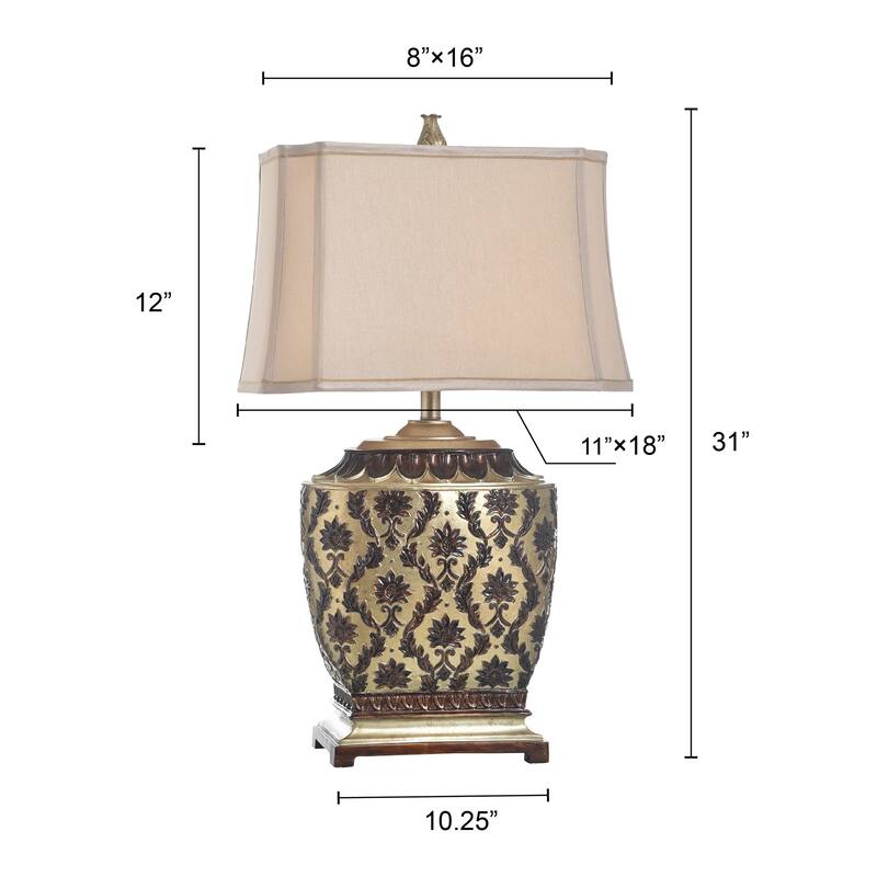 StyleCraft Jane Seymour Antique Platinum and Barbados Table Lamp - Beige Fabric Shade