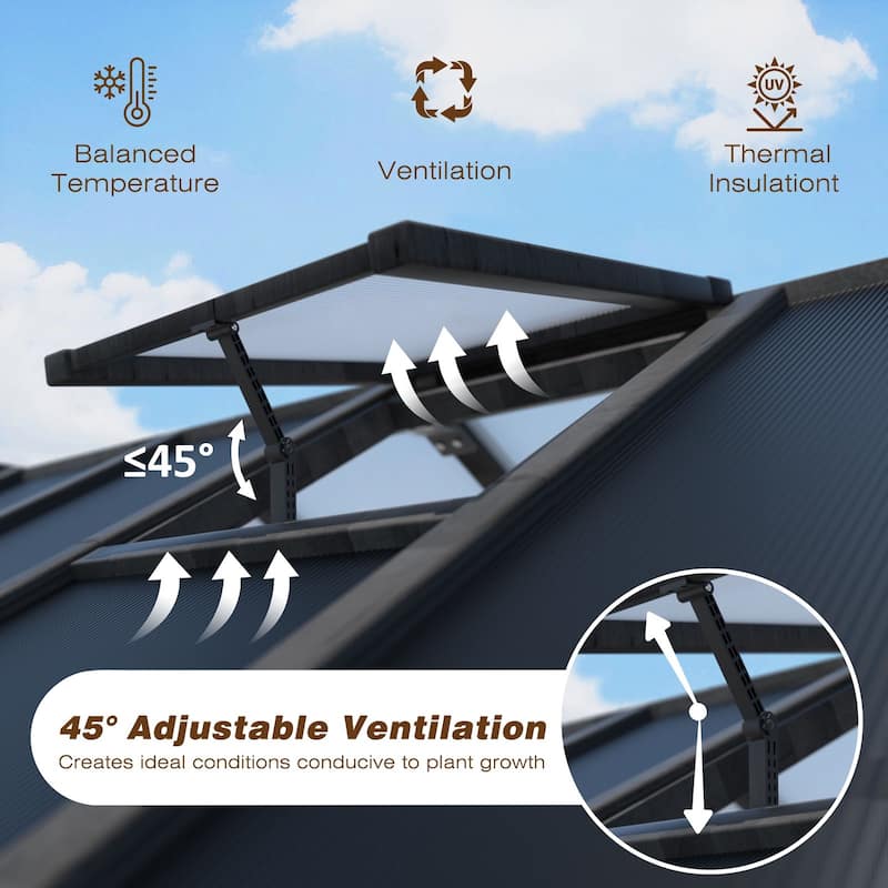 VEIKOUS Walk-in Wooden Greenhouse for Outside, Garden and Backyard, Black Greenhouse