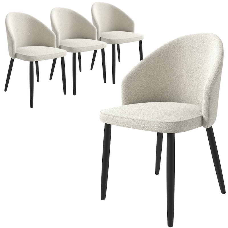 Upholstered Dining Chair in Leather/Fabric/Boucle with Wood Legs Set of 4 Paradiso Collection