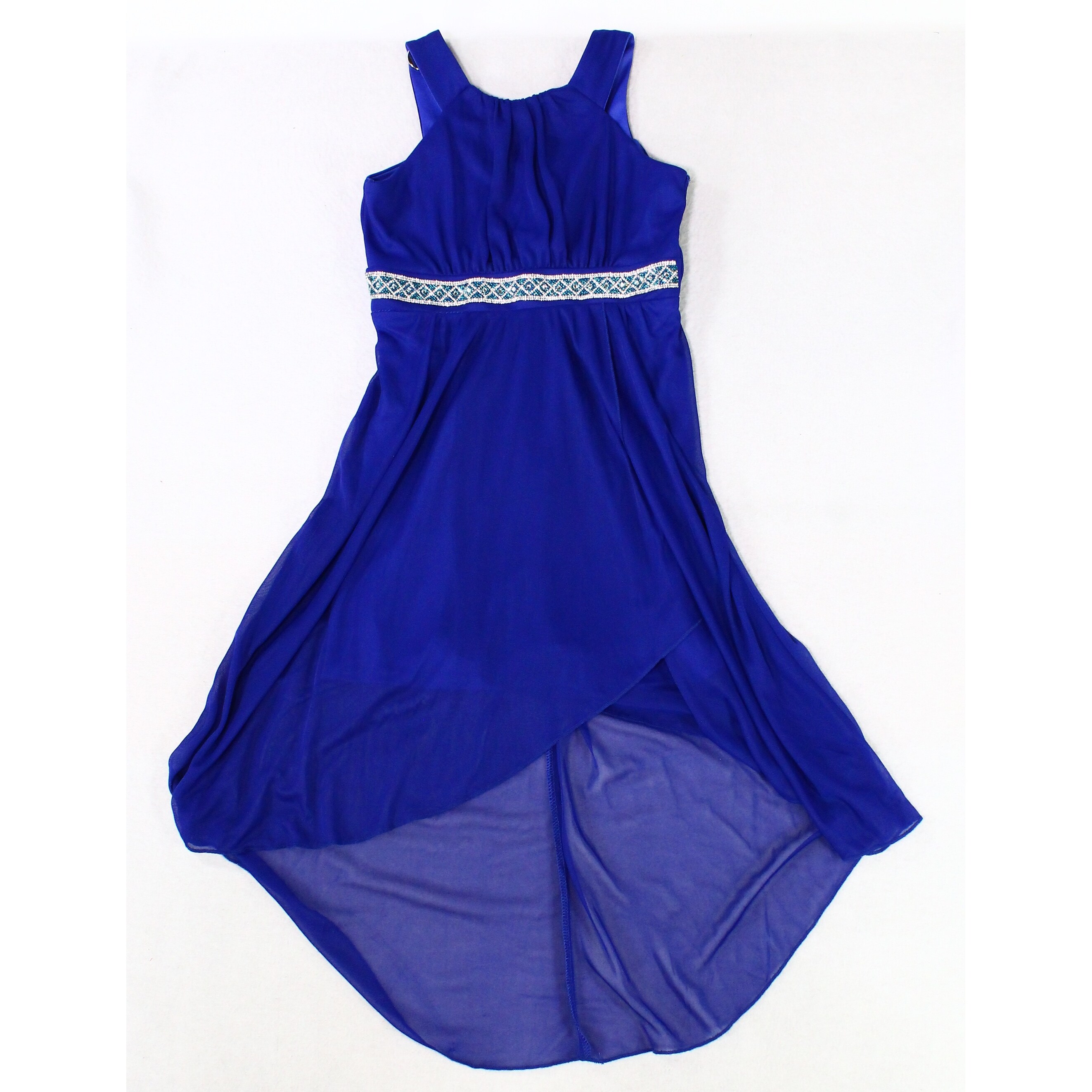 Shop Poppies And Roses Girls Dress Royal Blue Size 8 Embellished Waist Overstock 28980914