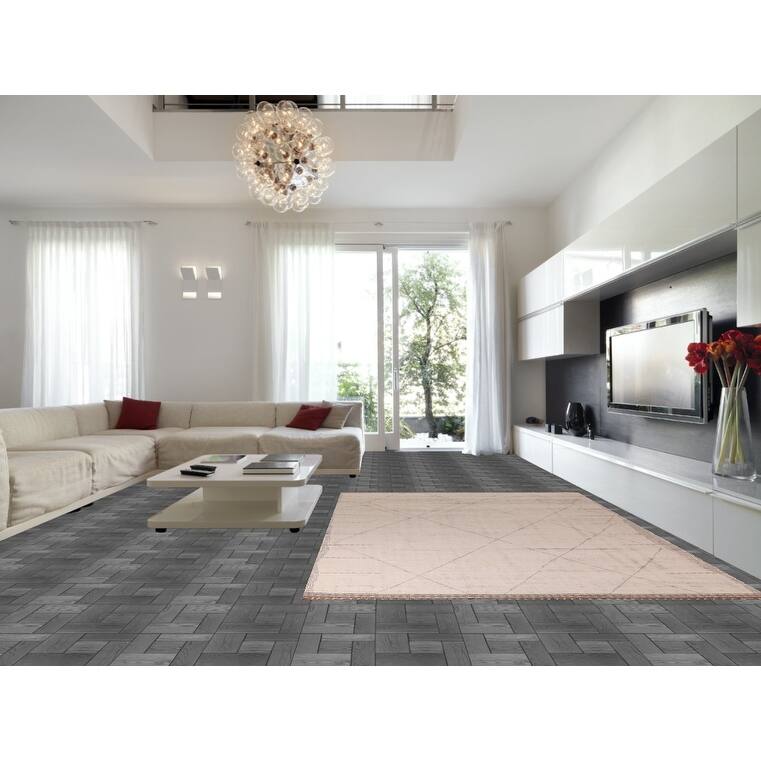 All-Over Ivory Moroccan Modern Area Rug Hand-Knotted Wool Carpet - 8'7"x 12'7"