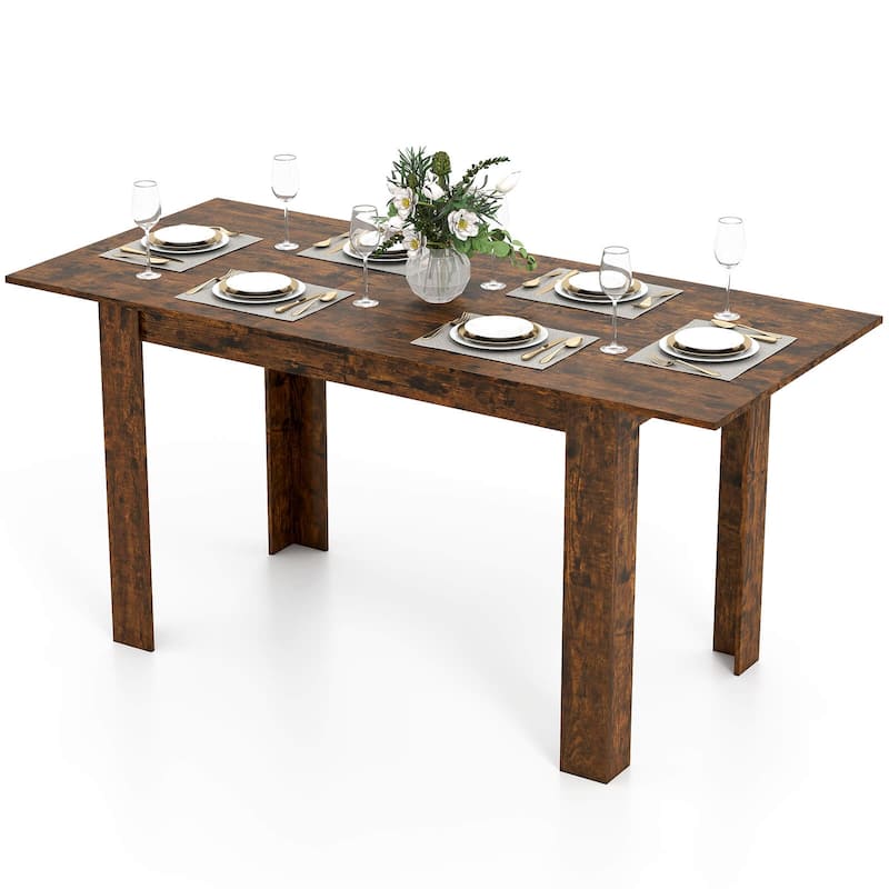 Costway 47”-62” Extendable Dining Table for 4-8 People for Dining Room - See Details - Brown