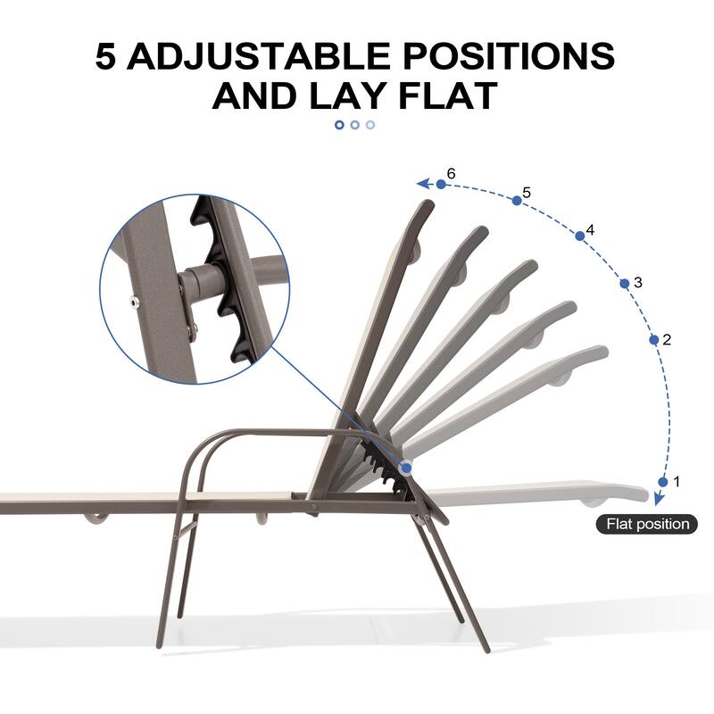 4PCS Outdoor Chaise Lounges Chair Aluminum with Adjustable Backrest
