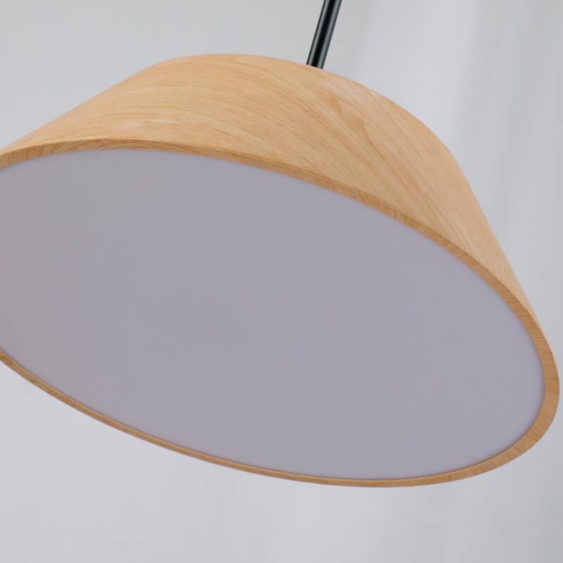 1-Light 15.7" Wide Modern Scandinavian-Style Wood-Like Pendant Lamp with Lamp Shade diffuser