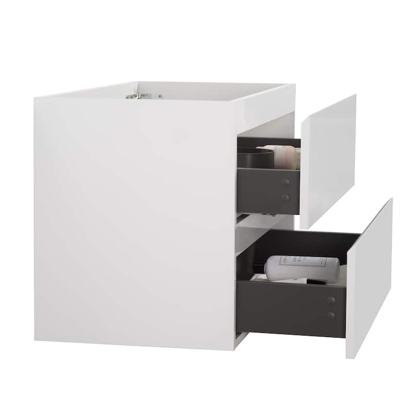GDFStudio - Evelyn Alice Wall-Mounted Storage Cabinet with Dual Drawers and Clean Modern Profile - Cabinet WITHOUT basin