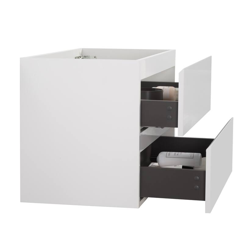Wall mount bathroom vanity WITHOUT basin, white color, with two drawer.