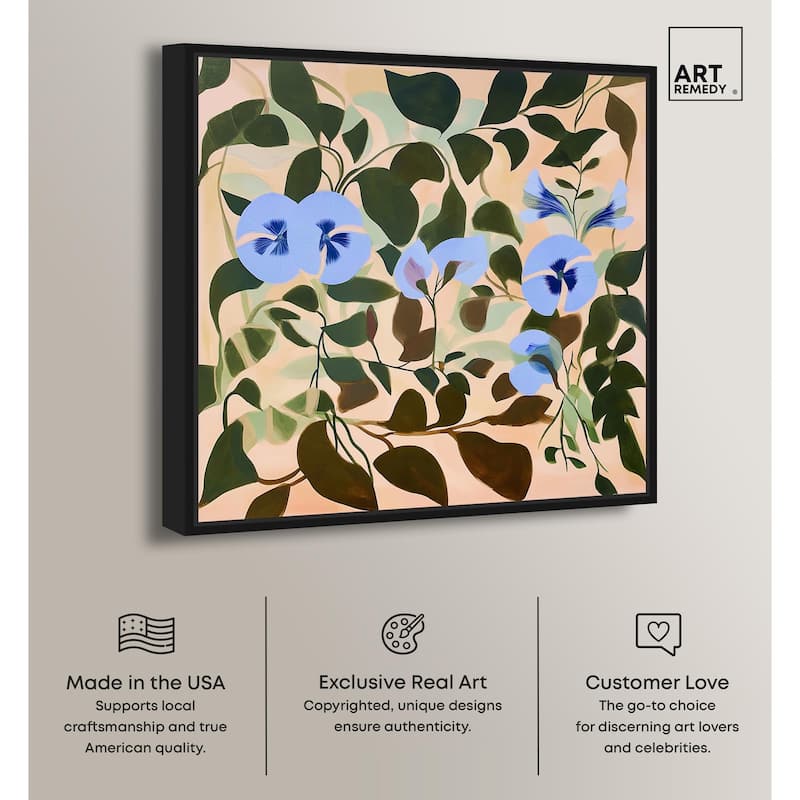 Naive Blue Flowers Canvas by Art Remedy