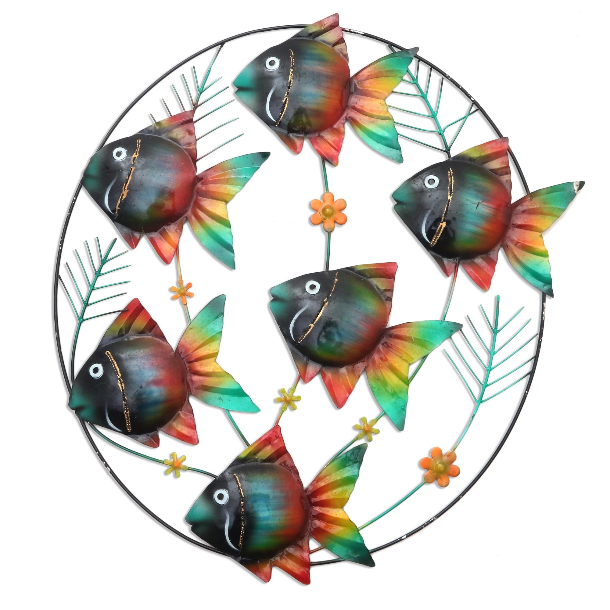 Novica Handmade Rainbow School Metal Wall Sculpture