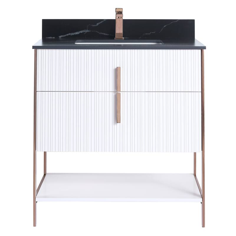 Fine Fixtures Serenity Modern Bathroom Vanity with Black Sintered Stone Top