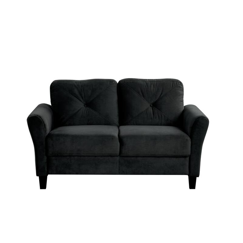 Velvet 2-Seater Sectional Sofa with Detachable Cushions
