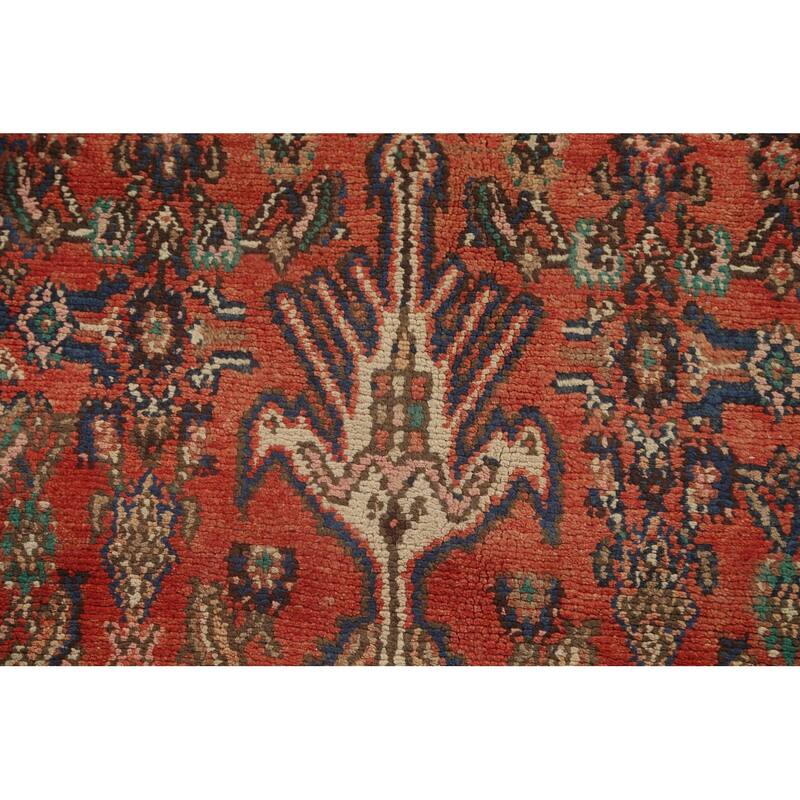 Geometric Hamedan Persian Vintage Area Rug Hand-Knotted Wool Carpet - 6'11"x 10'0"