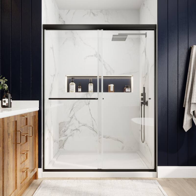 Modland 50-54''x 70'' Glass Shower Door - 50''-54''x 70'' - Matte Black