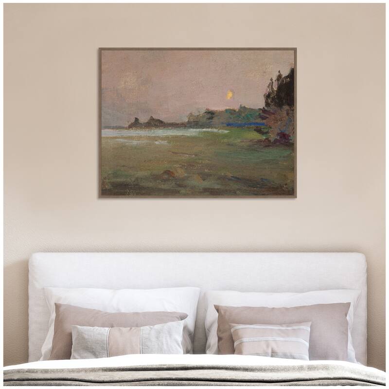 Kate and Laurel Moonlite Evening Mist 1910 Jan Ciaglinski by Nostalgia Prints Framed Canvas Wall Art Print