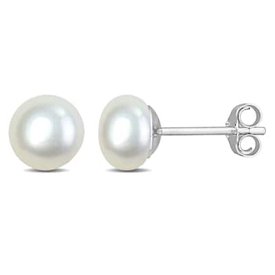 Miadora 7-7.5mm Cultured Freshwater Pearl Stud Earrings in Sterling Silver