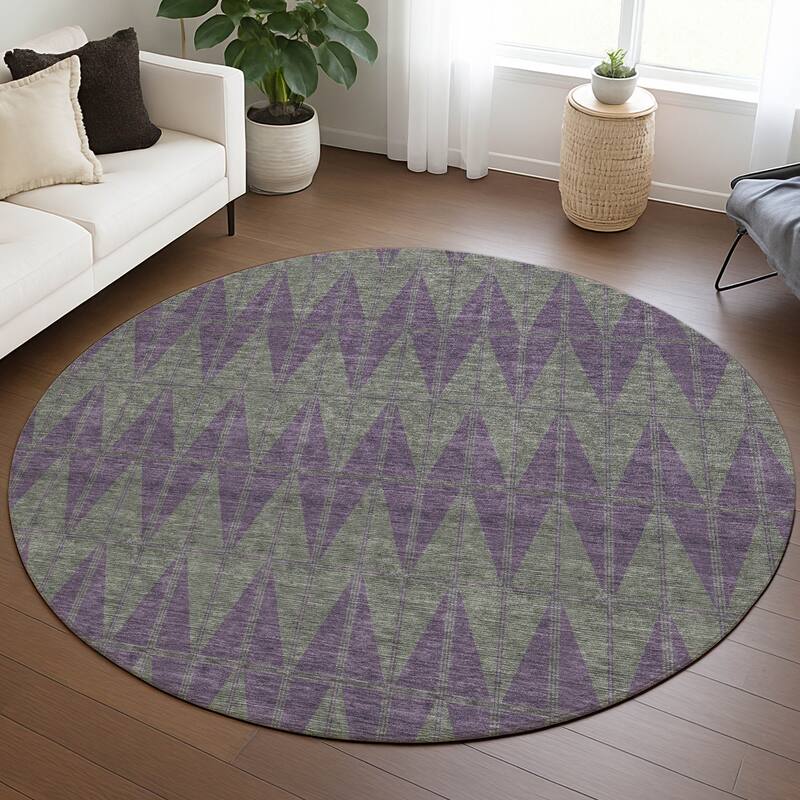 Machine Washable Indoor/ Outdoor Modern Zeke Chantille Rug
