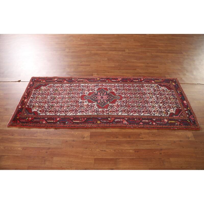 Hamedan Persian Vintage Runner Rug Hallway Hand-knotted Wool Carpet - 2'5"x 6'6"