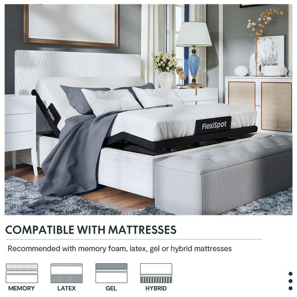 FunniHomi Zero Clearance Massage Adjustable Bed Frame with