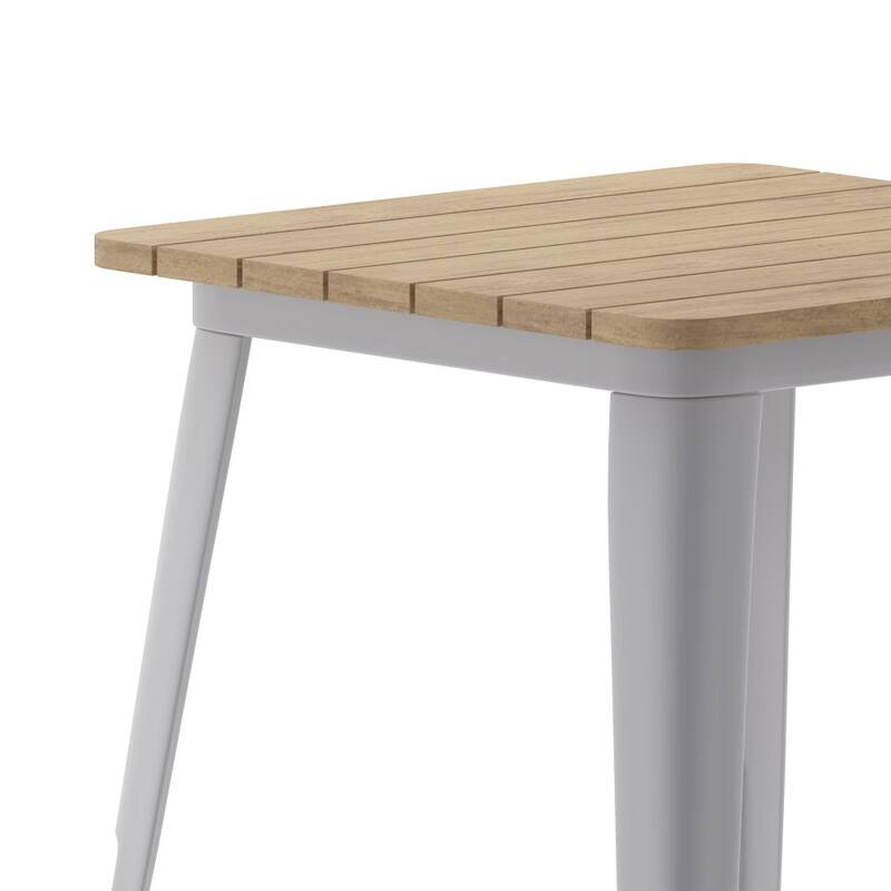 23.75" SQ Commercial Poly Resin Restaurant Table with Steel Frame - 23.5"W x 23.5"D x 30"H