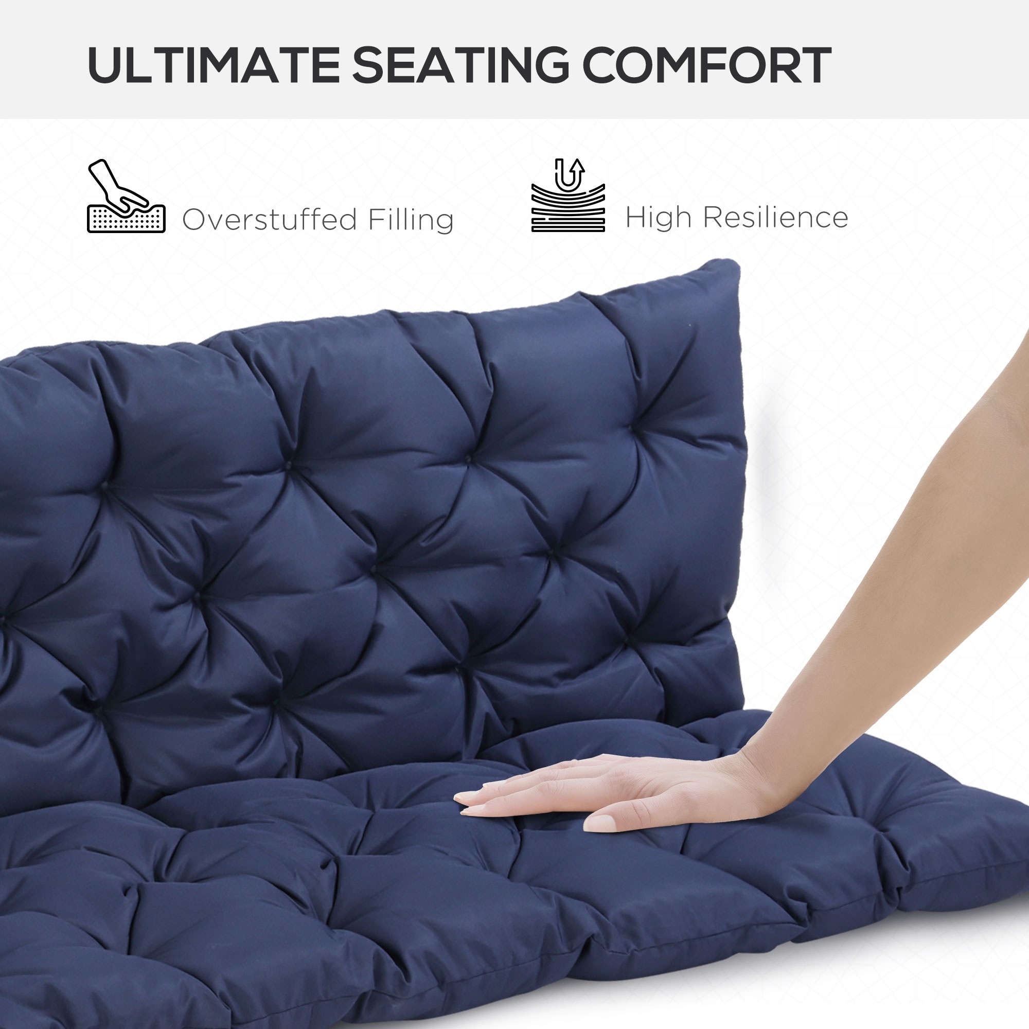 Outsunny 3 Seater Outdoor Seat Pads Bench Swing Chair Replacement Cushions Backrest for Patio Garden Black