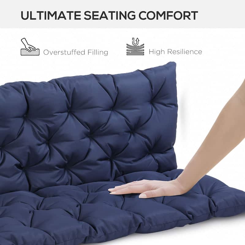 Outsunny 3 Seater Outdoor Seat Pads Bench Swing Chair Replacement Cushions Backrest for Patio Garden