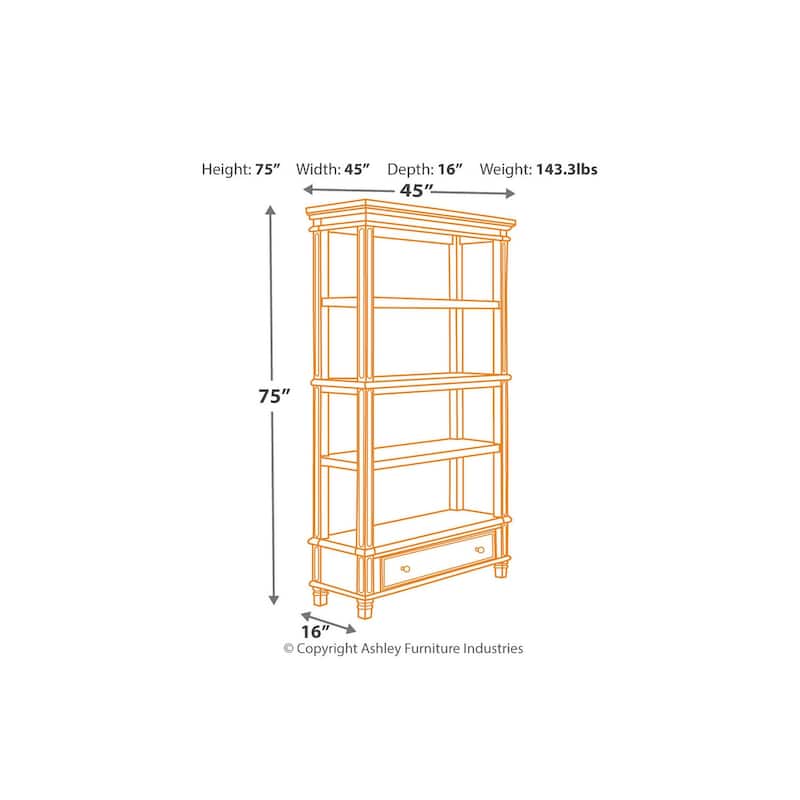 Signature Design by Ashley Realyn Casual Bookcase Two-tone - 45" W x 16" D x 74.5" H