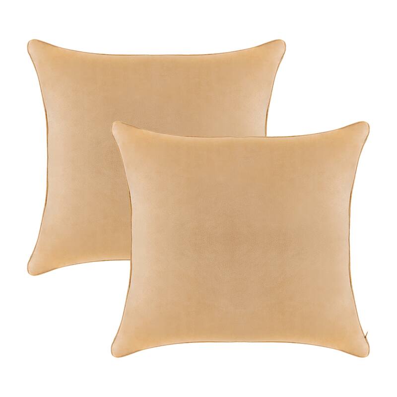 A1HC Pack of 2 Velvet Throw Pillow Covers, Hidden Zipper Closure - 24x24 Inches - Mocha