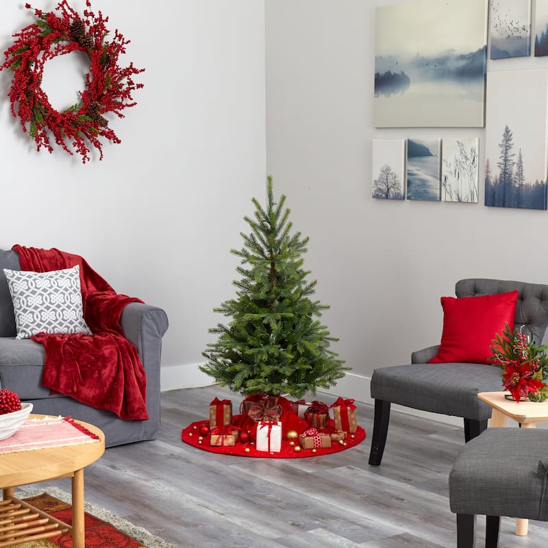 4ft. Spruce Artificial Christmas Tree with 100 Clear Lights and 207 Branches - Small Holiday X-Mas Accent Tree