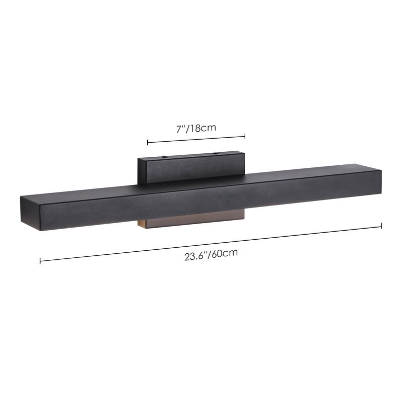 23.6" W 1-Light Modern Black Finish Rectangle Linear Metal Integrated LED Outdoor Wall Sconce
