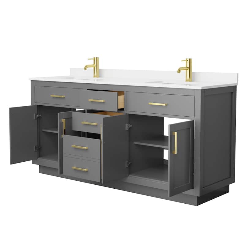 Beckett TK 72-inch Double Vanity, Single Hole Quartz Top