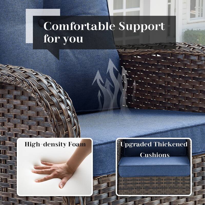 Outdoor Rattan Glider Sofa,Patio Chair, Rocking Chair with Table