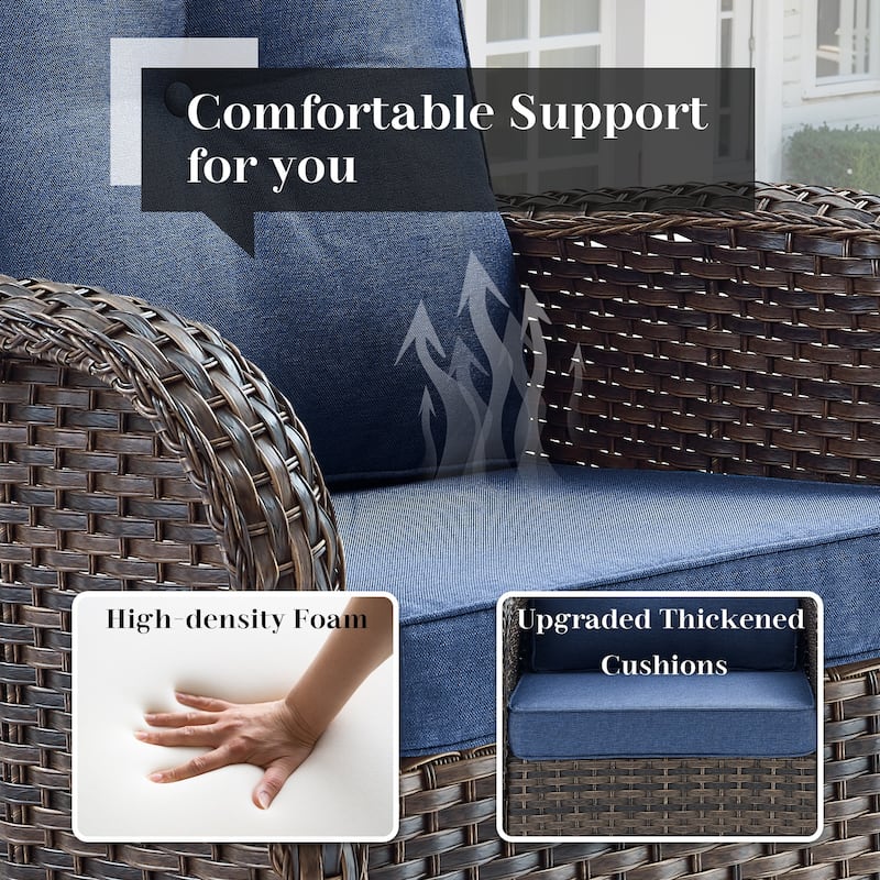 Outdoor Rattan Sofa Club Chair with Ottmans