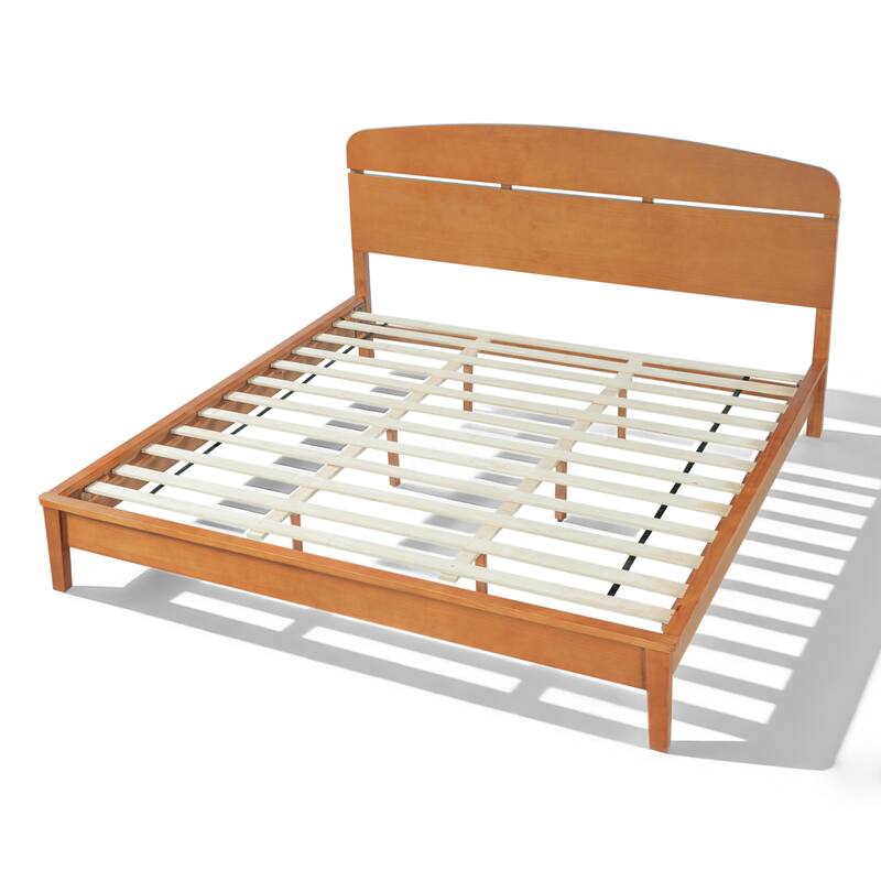 Christopher Knight Home - Rubber Wood Platform Bed with Curved Headboard