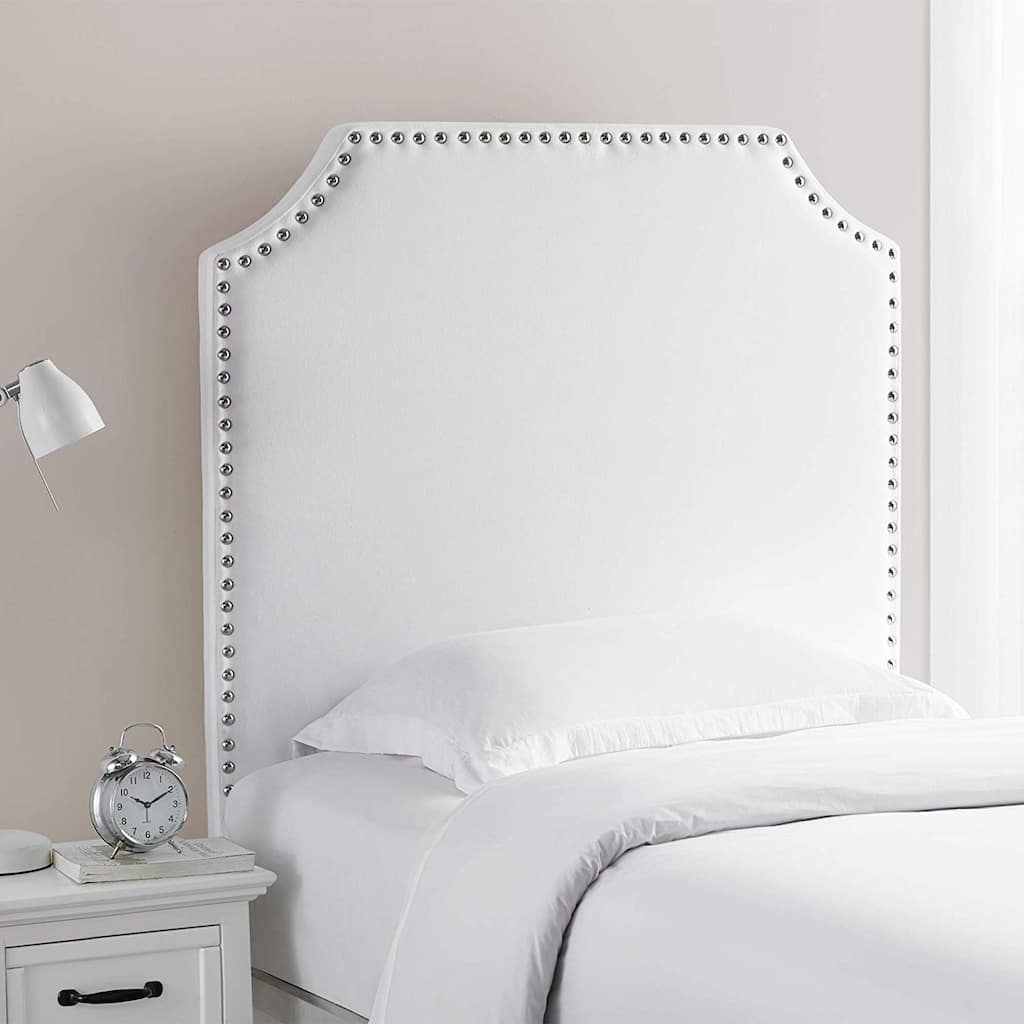 Twin XL Bevel Tacked Plush White College Headboard
