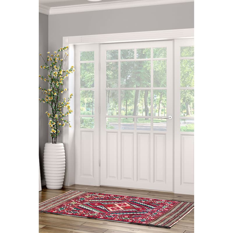 ECARPETGALLERY Hand-knotted Teimani Red Wool Rug - 2'9 x 4'7