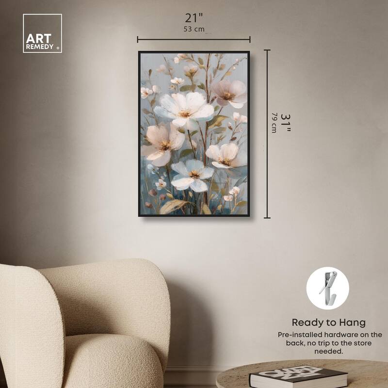 Vintage White Meadow Canvas by Art Remedy